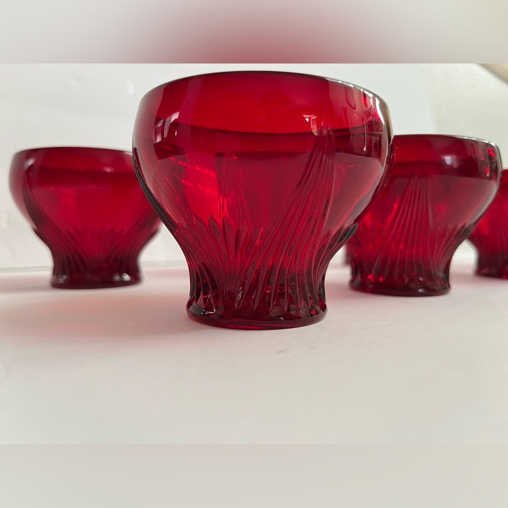 LEHMAN BROS. ROYAL RUBY RED PUNCH BOWL WITH 8 CUPS ~ MID CENTURY - Picture 7 of 10